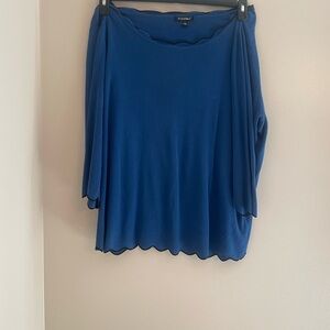 Eileen Fisher - Blue Scalloped Hem Top